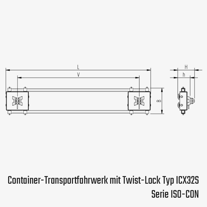 Technisches Bild für tigerhebezeuge-schwerlast-transportfahrwerk-isocon-hinten-starr-typ-ICX32S-zeichnung