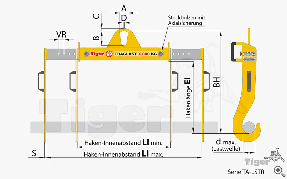 Zum Vergrößern anklicken Technisches Bild für lamellenhaken-krantraverse-ta-lstr-zeichnung1