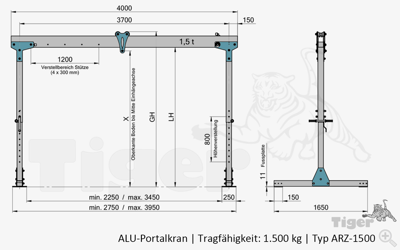 Technisches Bild für alu-portalkran-arz-1500-zeichnung-2