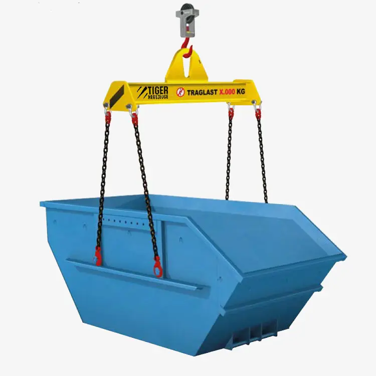 Produktbild von Container-Traverse mit Kettensträngen u. Containerhaken f. Absetzkübel tiger-containertraverse-serie-TA-AC-krantraversen-fuer-absetzcontainer-absetzkuebel