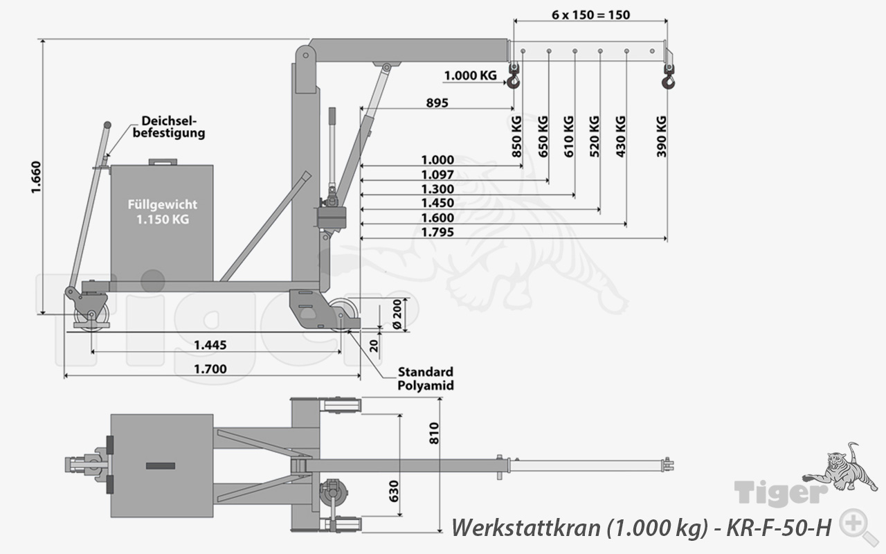 Technisches Bild für werkstattkran-kr-f-1000kg-zeichnung