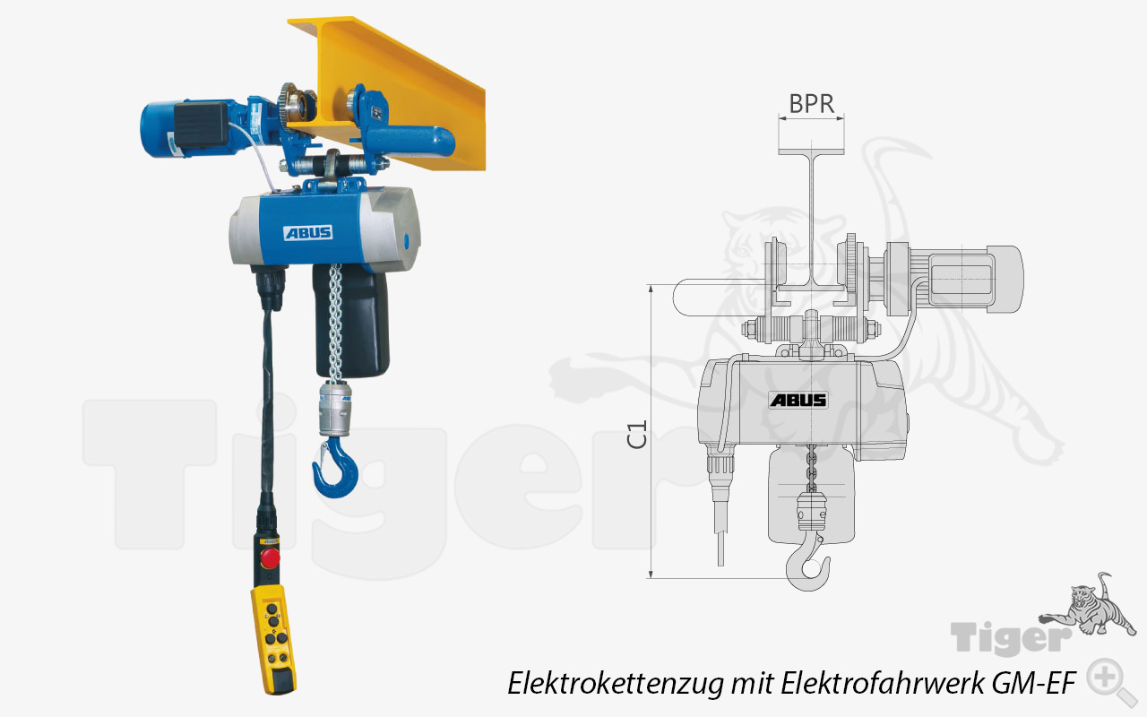 Produktbild von abus elektrokettenzug gm mit abus elektrofahrwerk tigerhebezeuge 43