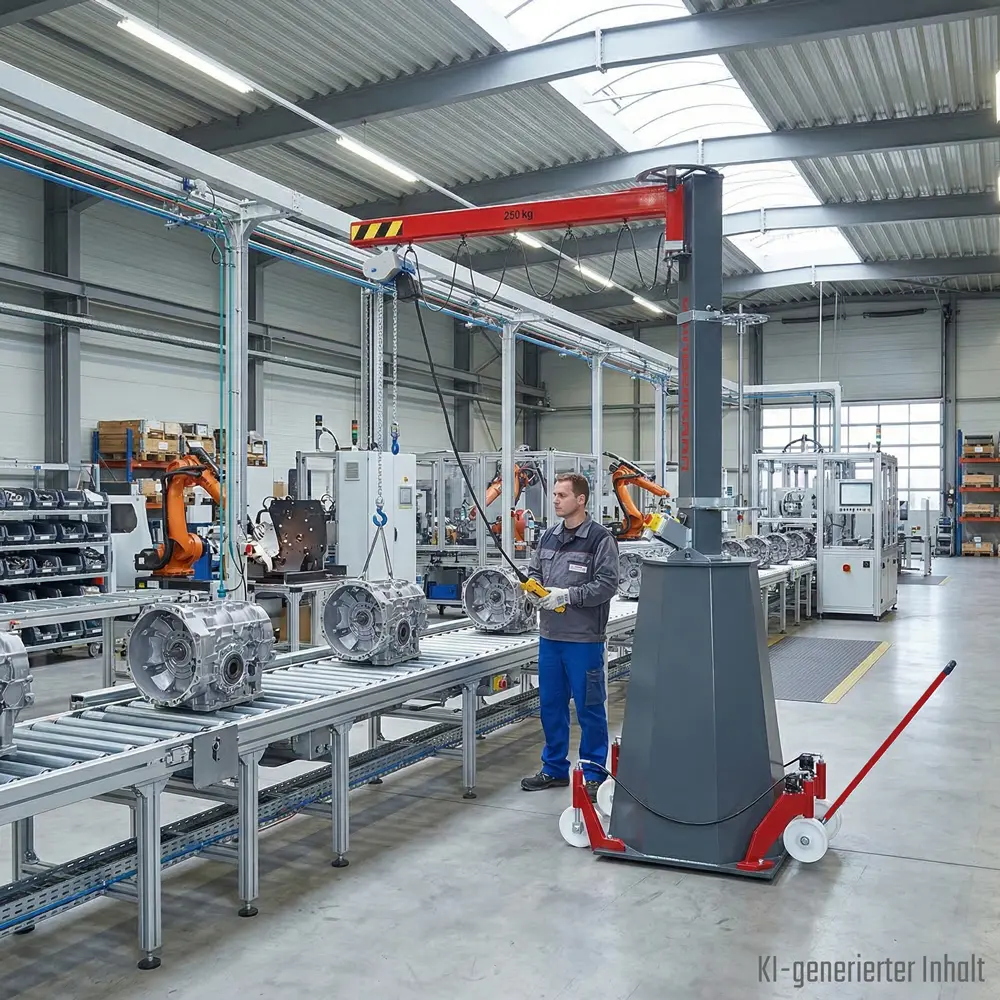 2. Produktbild zu tigerhebezeuge wanderkran mobiler saeulendrehkran werkstattkran mit laufkatze typ WK 1 OK in industrieumgebung