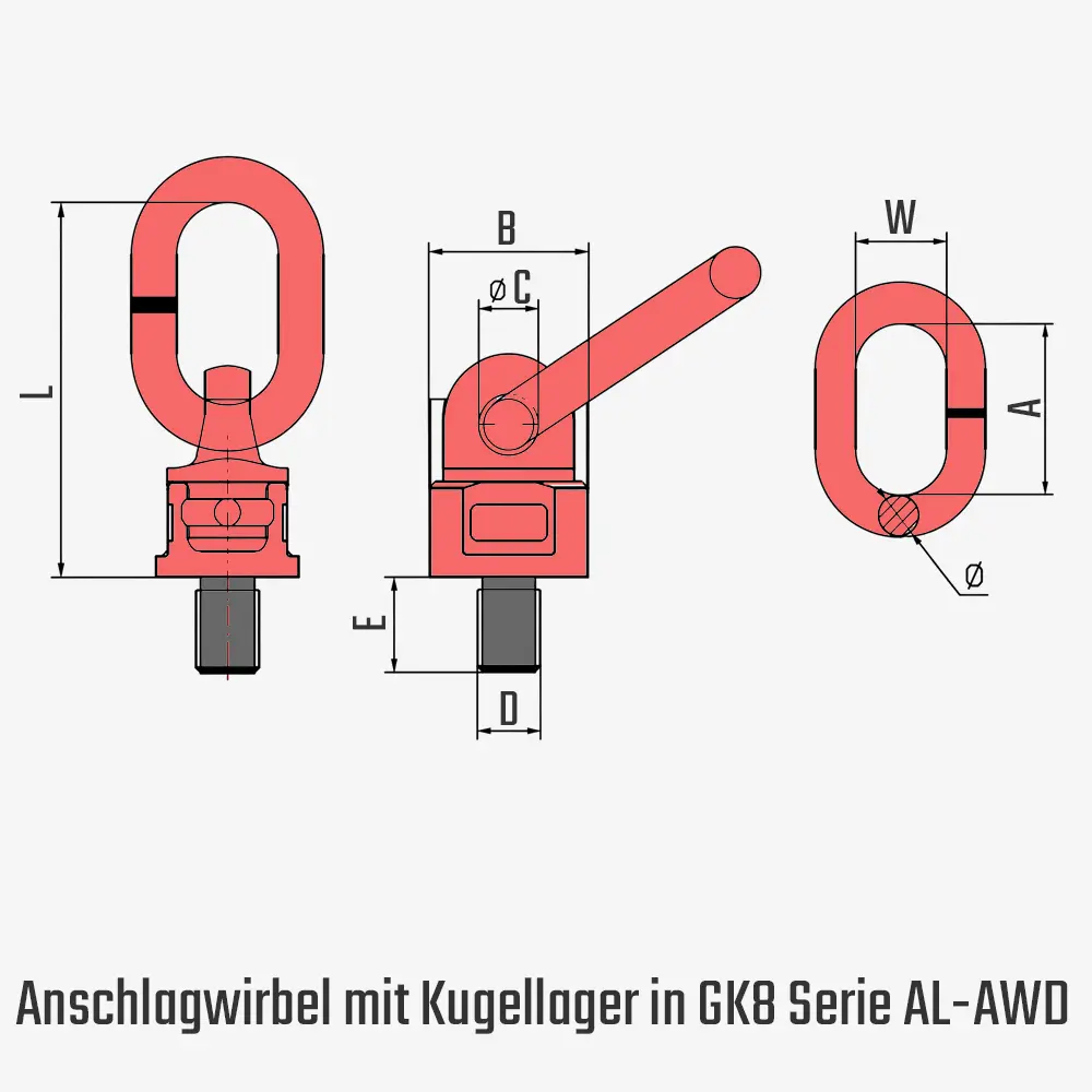 Drehbarer Anschlagwirbel in GK8 zum Einschrauben