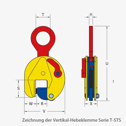 Zum Vergrößern anklicken Technisches Bild für terrier-vertikal-hebeklemmen-t-sts-zeichnung