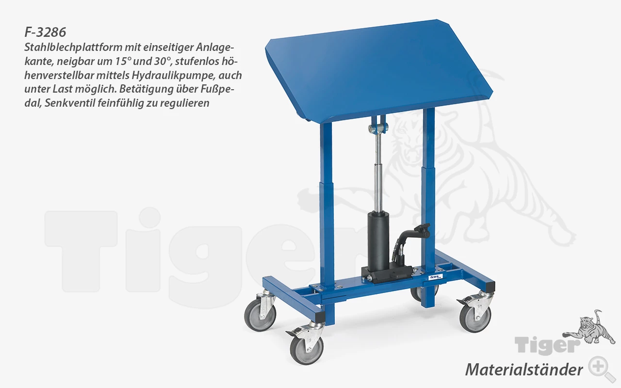 Produktbild von Mobiler Materialständer, fahrbar und stufenlos höhenverstellbar mit 4 Lenkrollen inkl. Stopper Typ F-3286 materialstaender-f-3286 Typ F-3286