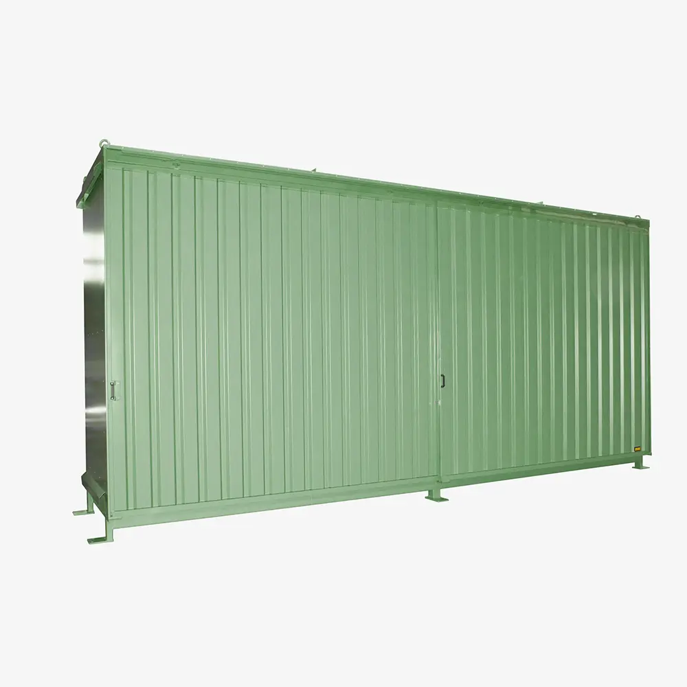 Gefahrstoff-Regalcontainer CEN mit Auffangwanne, Gitterrost und DIBt-Zulassung
