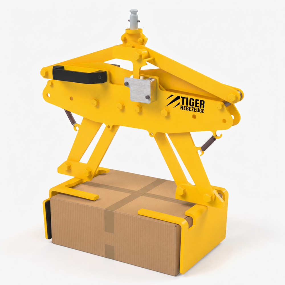 Produktbild von tigerhebezeuge tiger kartongreifer und kupplungsstift und taktautomatik serie PKX mit karton