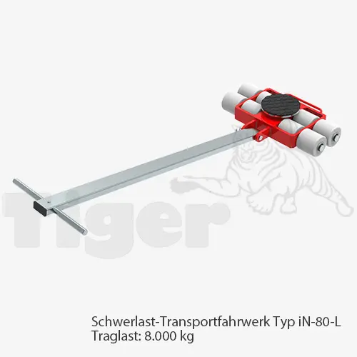 Produktbild von Schwerlast-Transportfahrwerke mit Nylon-Rollen zur 3-Punkt-Auflage TH: 110 mm tigerhebezeuge-schwerlast-transportfahrwerk-iN-80-L
