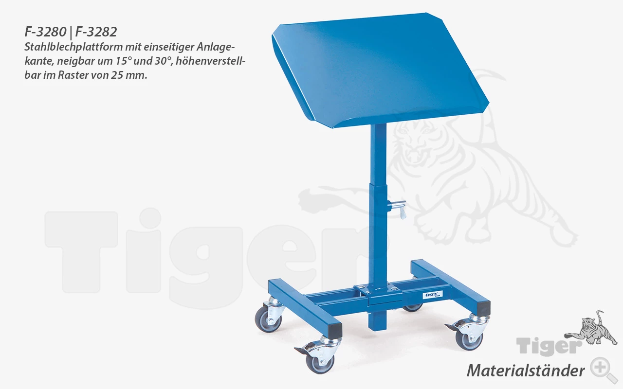 Produktbild von Mobiler Materialständer, fahrbar und stufenlos höhenverstellbar mit 4 Lenkrollen inkl. Stopper materialstaender-f-3280-3282
