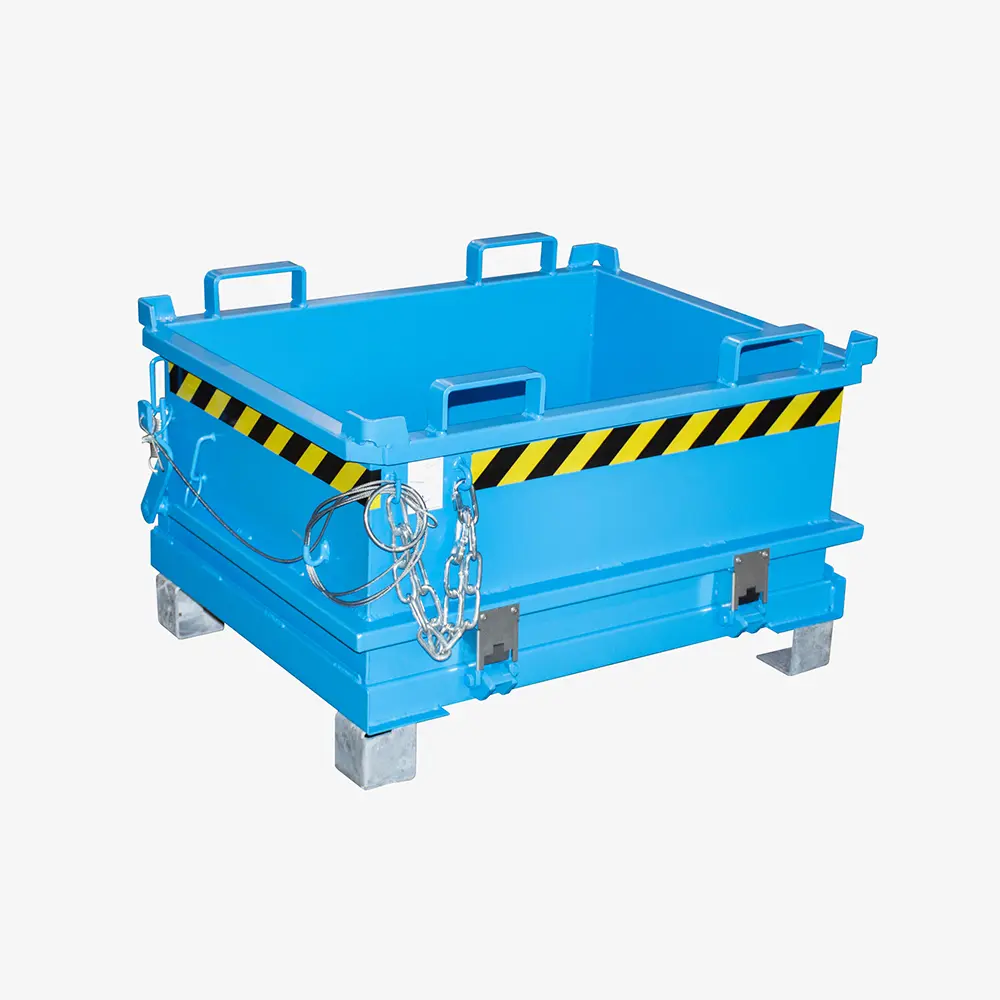 Mini-Klappbodenbehälter für Hubwagen und Stapler mit Seilzug und Automatik-Klappenschließung