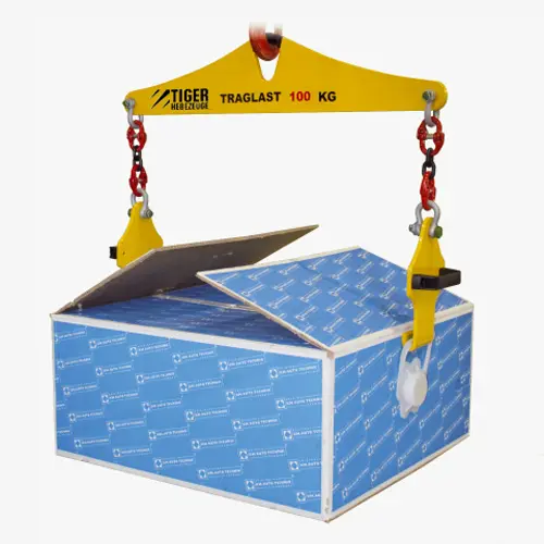 Produktbild von Tiger Sonder-Balken-Traverse mit Spezial-Aufnahme an Ketten für Kartons mit Handgriff Serie Sonder-TA-HK-SU tiger-sonder-balkentraverse-serie-TA-HK+SU