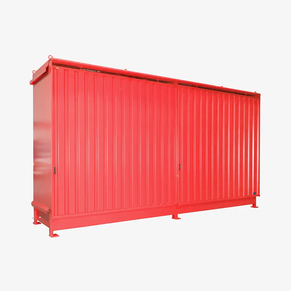 Gefahrstoff-Regalcontainer CEN mit Auffangwanne, Gitterrost und DIBt-Zulassung