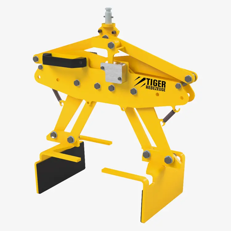 Produktbild von Tiger Kartongreifer mit Taktautomatik und Kupplungsstift zum Heben von Kartons, Paketen und Holzkisten per Kran tiger-kartongreifer-mit-kupplungsstift-und-taktautomatik-serie-PKX-TA-M-hebegreifer-fuer-kartons-und-holzkisten