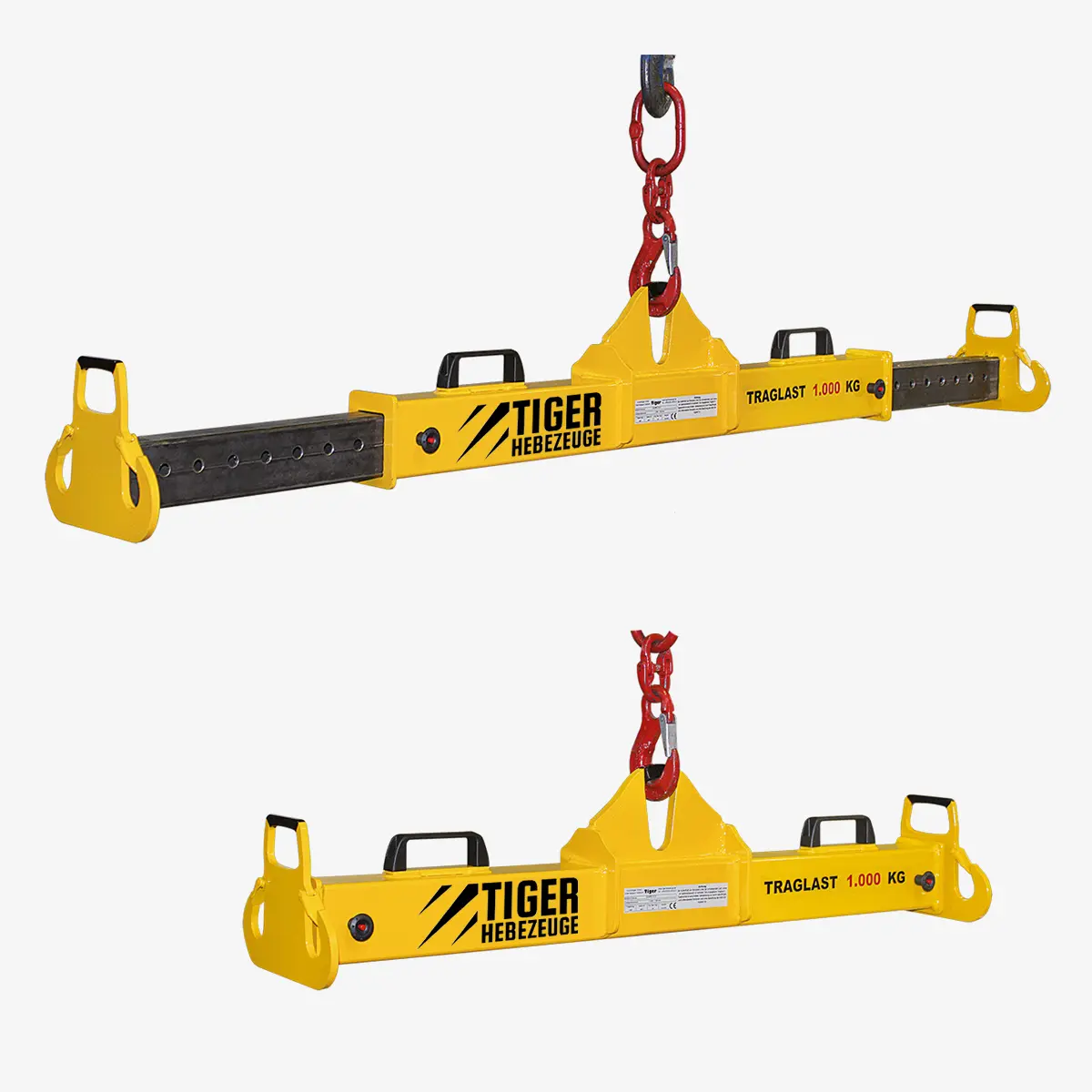 Produktbild von Seitenlasthaken-Traverse - Teleskoptraverse mit ausziehbaren Lasthaken tiger-balkentraverse-verstellbar-telekopierbar-teleskoptraverse-serie-TA-SHTR