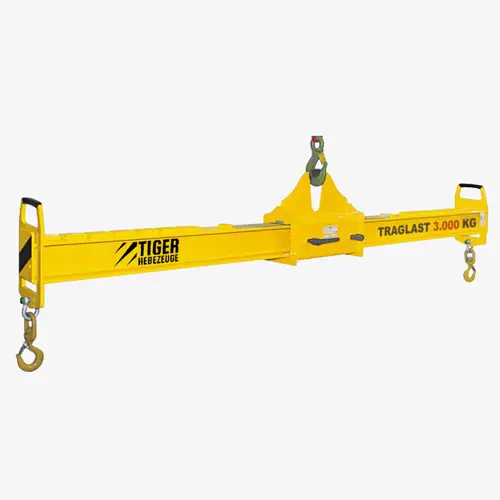 Produktbild von Tiger Balken-Traverse mit handverstellbarer Kranaufhängung und mit 2 verstellbaren Wirbellasthaken tiger-krantraversen-balkentraversen-mit-verstellbarer-kranaufhaengung-serie-TAV-RS