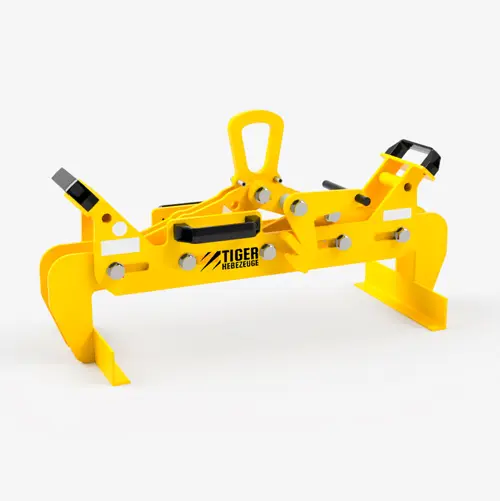 Produktbild von Tiger Sonder-Parallelgreifer zum Transport von quaderförmigen Lasten mit parallelen Seitenflächen (z. Bsp. gestapelte Paletten) Serie Sonder-KG-PS tiger-parallelschiebegreifer-parallelgreifer-mit-vier-handgriffen-serie-KG-PS