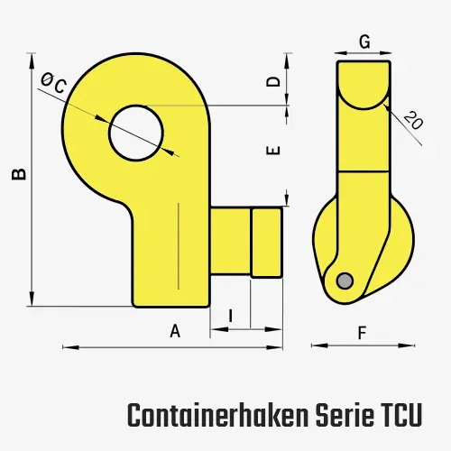 Zum Vergrößern anklicken Technisches Bild für tigerhebezeuge-containeroesen-container-anschlagpunkt-unten-serie-TCU-zeichnung