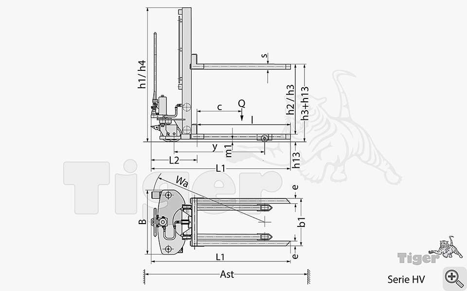 Technisches Bild für hochhubwagen-hydraulikstapler-hv-zeichnung