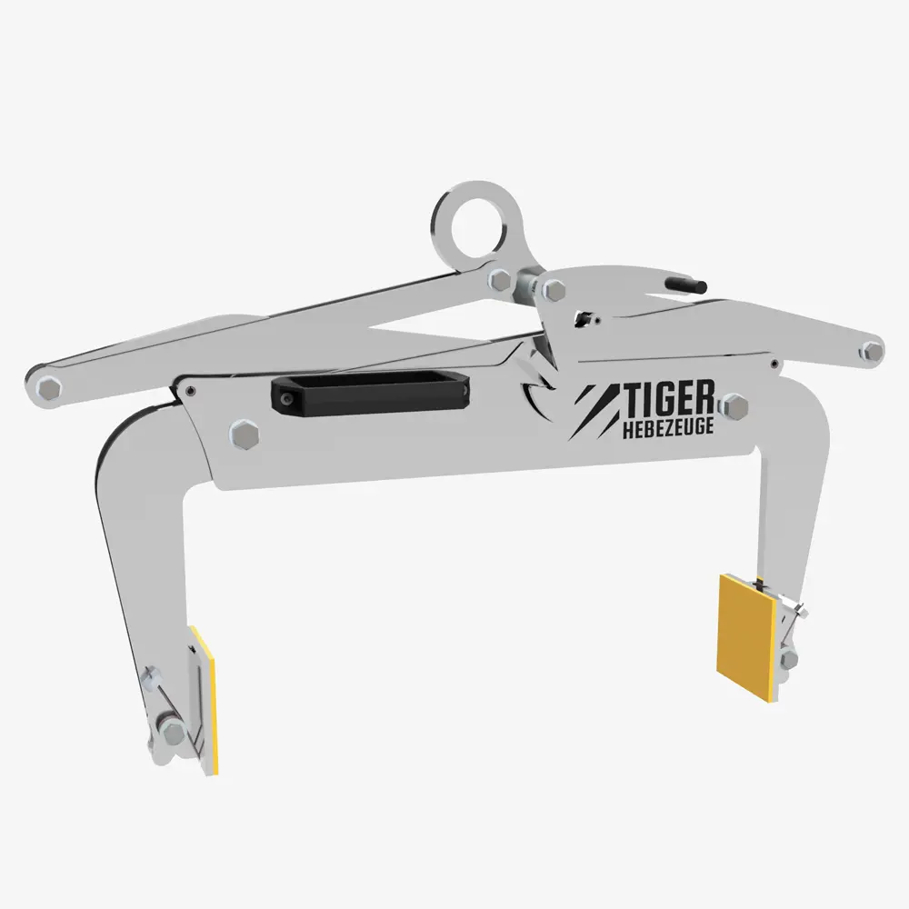Produktbild von tiger blockgreifer aus edelstahl mit gelenkig gelagerten flachbacken typ BGFB 025 300 600 VA