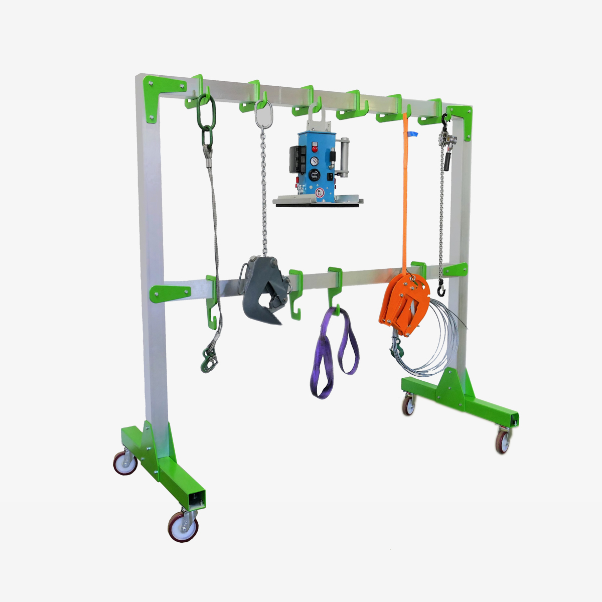Produktbild von Mobile Anschlagmittelgarderobe mit 10 Haken als Anschlagmittel-Wagen Serie W-AG tigerhebezeuge-anschlagmittel-garderobe-fahrbar-ag-3