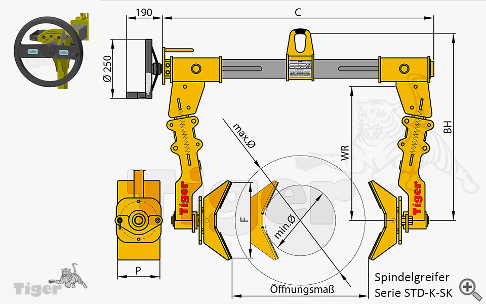 Zum Vergrößern anklicken Technisches Bild für spindelgreifer-std-k-sk-zeichnung