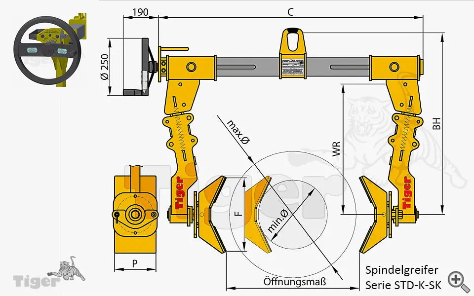 Zum Vergrößern anklicken Technisches Bild für spindelgreifer-std-k-sk-zeichnung