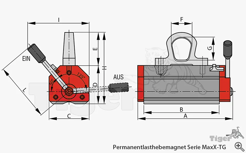 Zum Vergrößern anklicken Technisches Bild für permanent-lasthebemagnet-maxx-tg-zeichnung