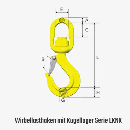Zum Vergrößern anklicken Technisches Bild für tigerhebezeuge-anschlagmittel-kettenbeschlagteile-wirbellasthaken-mit-kugelgleitlager-serie-LKNK-zeichnung