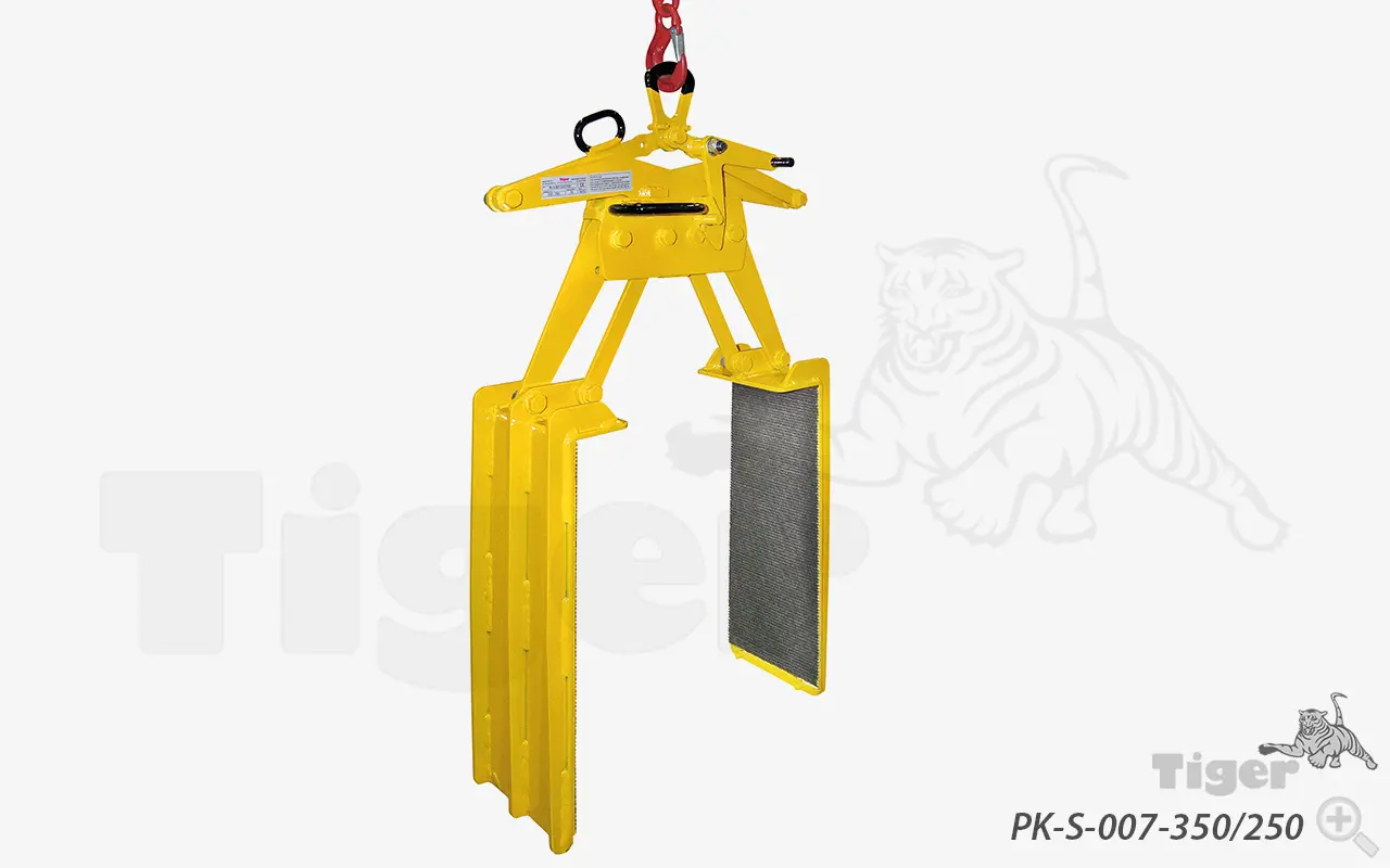 Produktbild von Tiger Sonder-Kartongreifer mit angepaßten Spannarmen und festem Greifbereich parallel-kartongreifer-pk-s-007-350-250