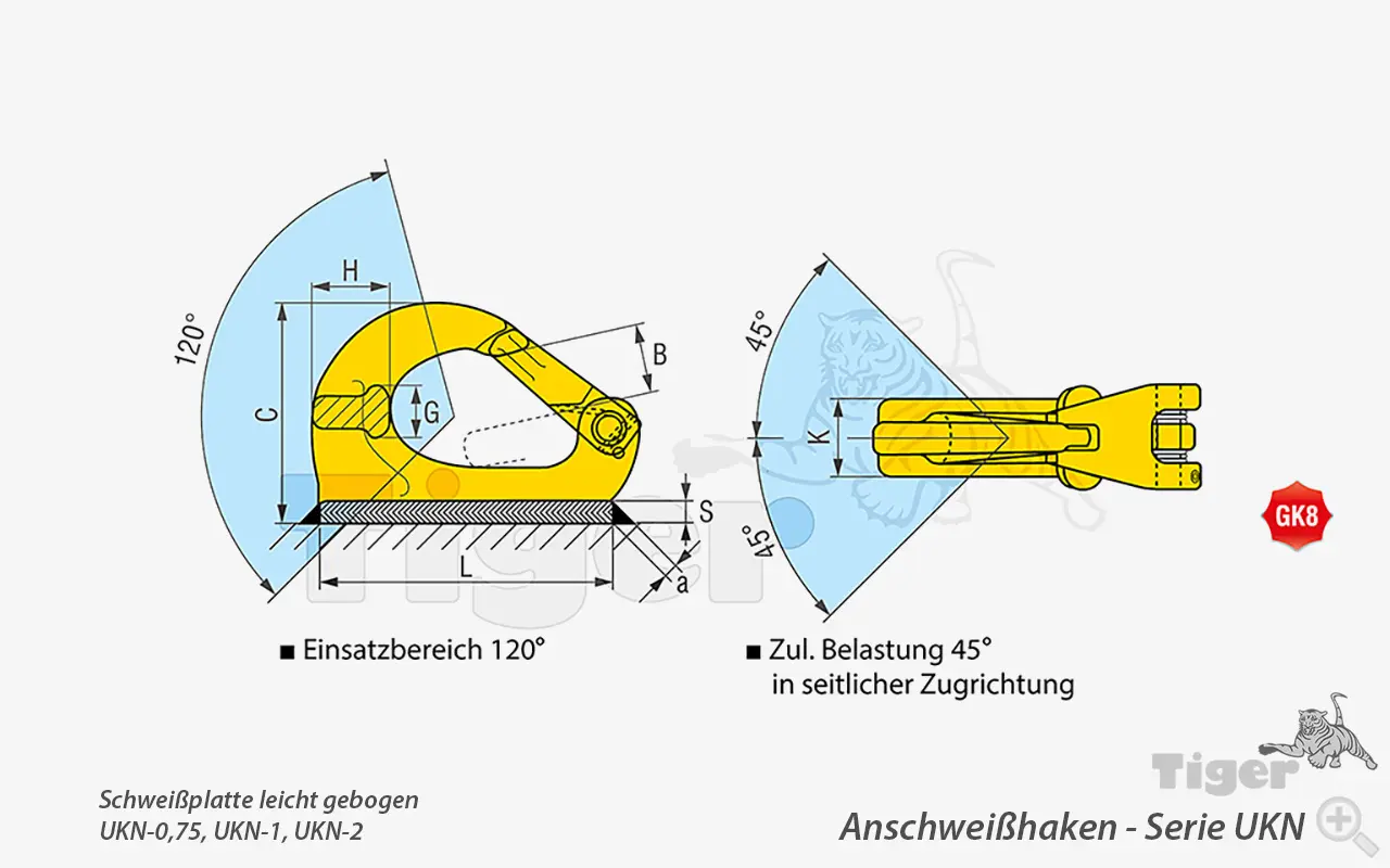 Zum Vergrößern anklicken Technisches Bild für anschweisshaken-ukn-zeichnung