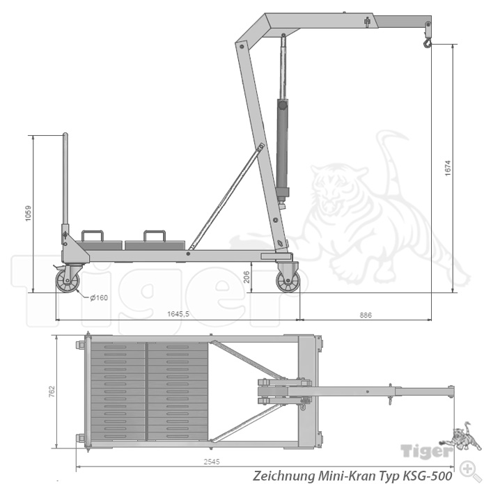 4. Produktbild zu tigerhebezeuge-minikran-ksg-500-zeichnung-krantechnik