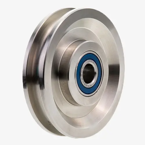 Produktbild von Niro-Seilrollen aus Edelstahl mit Niro-Rillenkugellager, sauber gedreht tigerhebezeuge-edelstahl-niro-seilrollen-mit-kugellager-serie-NRK