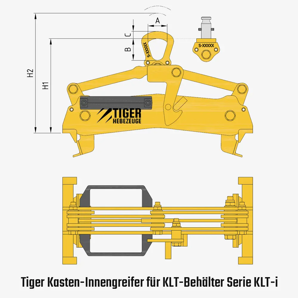 Tiger Kasten-Innengreifer - Kastengreifer zum Heben von KLT-Behältern