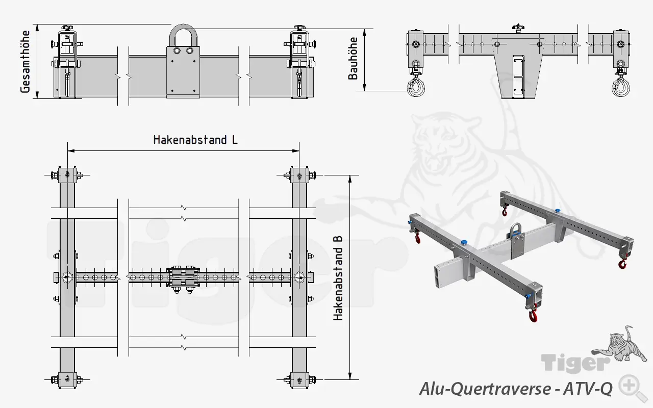 Zum Vergrößern anklicken Technisches Bild für aluminium-quertraverse-atv-q-zeichnung