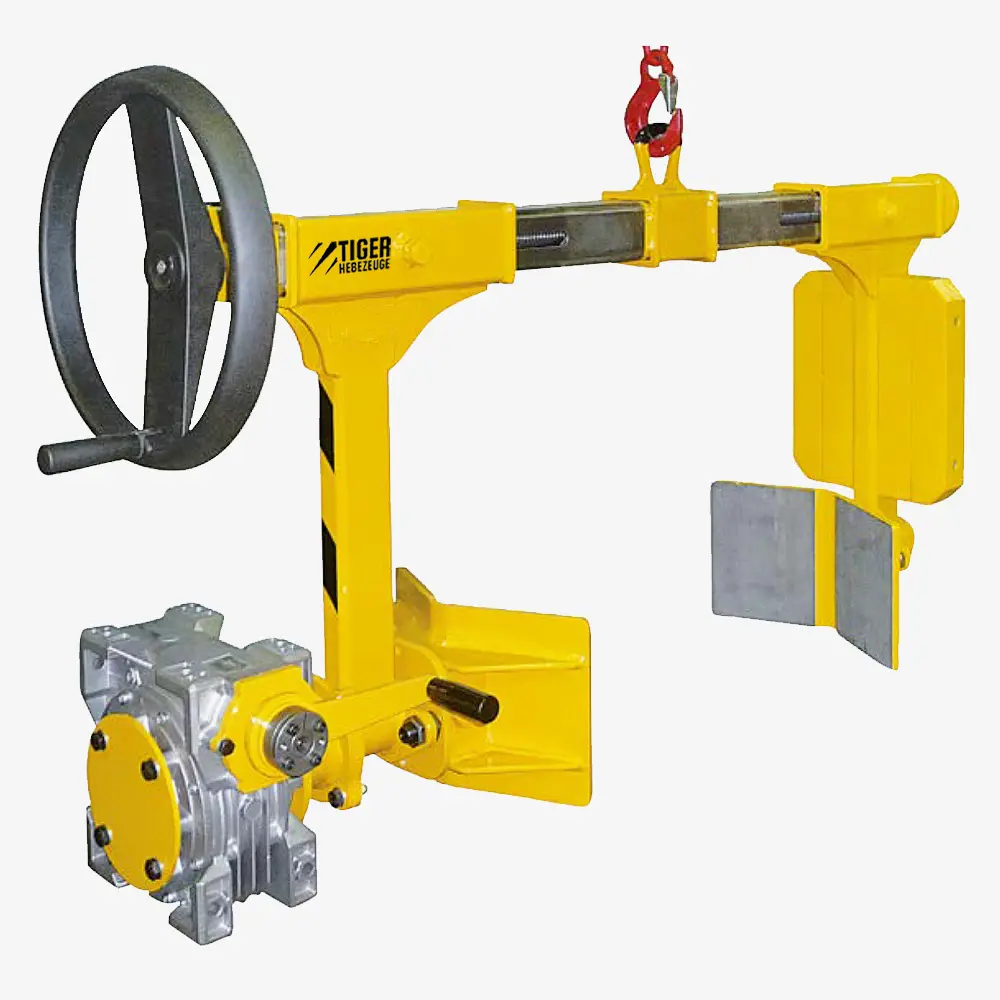 Produktbild von Tiger Spindelgreifer mit Drehwerk zum Kran-Transport von Rundmaterial tiger-spindelgreifer-mit-handrad-und-getriebe-serie-STD-SK-SG