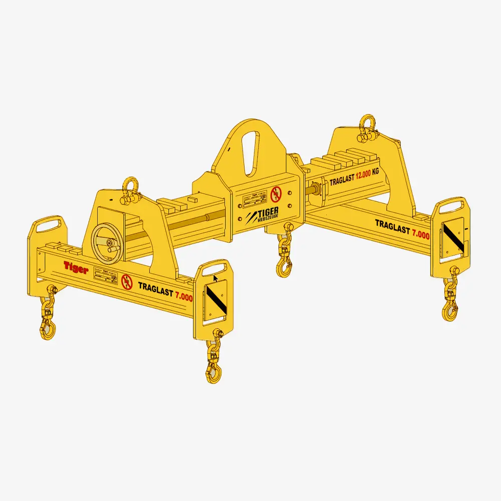 Produktbild von Tiger Sonder-Quer-Traverse mit stufenlos per Spindelantrieb verstellbarer Kranaufhängung Serie Sonder-TAV-Q-RS tiger-sonder-quertraverse-mit-per-handrad-verstellbarer-kranaufhaengung-serie-TAV-Q-RS