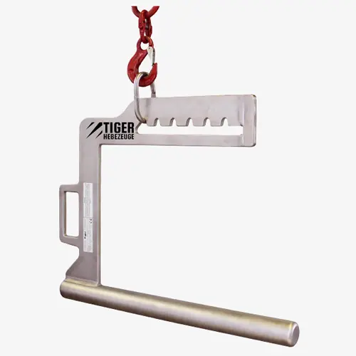 Produktbild von Tiger Sonder-C-Haken aus Edelstahl mit Tragdorn und manuellem Gewichtsausgleich Serie Sonder-TC-MD-VA tiger-edelstahl-c-haken-serie-TC-MD-VA