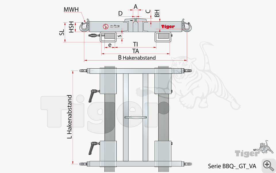 Zum Vergrößern anklicken Technisches Bild für kran-stapler-lasttraverse-big-bag-bbq-gt-va-zeichnung-2