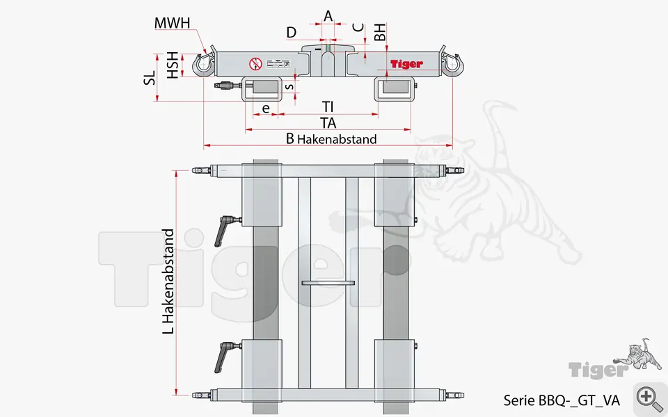 Zum Vergrößern anklicken Technisches Bild für kran-stapler-lasttraverse-big-bag-bbq-gt-va-zeichnung-2