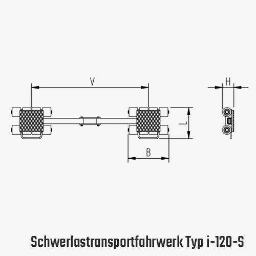 Technisches Bild für tigerhebzeuge-schwerlastfahrwerk-schwerlast-transportfahrwerk-mit-pu-rollen-typ-I-120-S-zeichnung