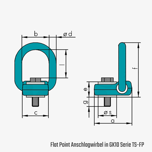 Zum Vergrößern anklicken Technisches Bild für tigerhebezeuge-anschlagpunkt-flat-point-serie-TS-FP-zeichnung