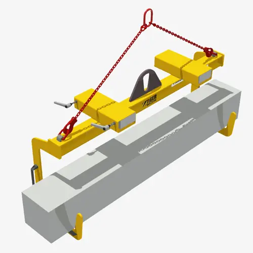 Produktbild von Tiger Sonder-Lamellenhakentraverse mit 2 starren Langhaken, Kranöse, zusätzlicher abnehmbaren Kettenaufhängung und Staplerzinken-Einfahrtaschen Serie Sonder-TA-LS-KA-GT-II "tiger-sonder-lamellenhaken-traverse-mit-kettenaufhaengung-serie-TA-LS-KA-1,2-GT-II