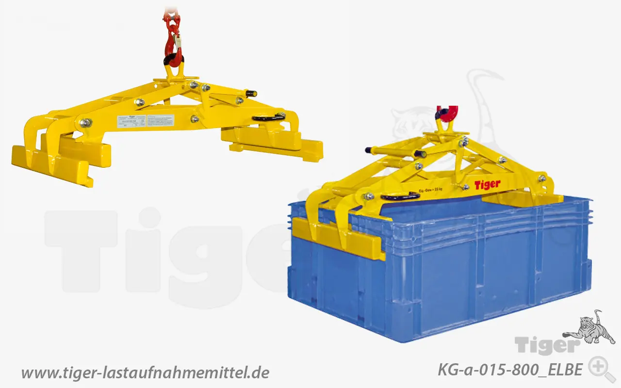 Produktbild von Tiger Sonder-Kastengreifer zum Transport von ELBE-Kunststoffkästen per Kran sonder-kastengreifer-kg-a-015-800-elbe