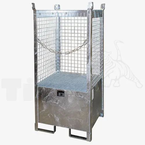 Produktbild von Fass-Stapelpalette mit 3-seitiger Drahtgitterwand zum Transport und zur Lagerung von Fässern fass-staplerpalette-fsp-1-d-verzinkt-6