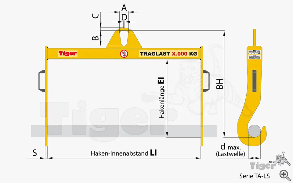 Zum Vergrößern anklicken Technisches Bild für lamellenhaken-krantraverse-ta-ls-zeichnung1