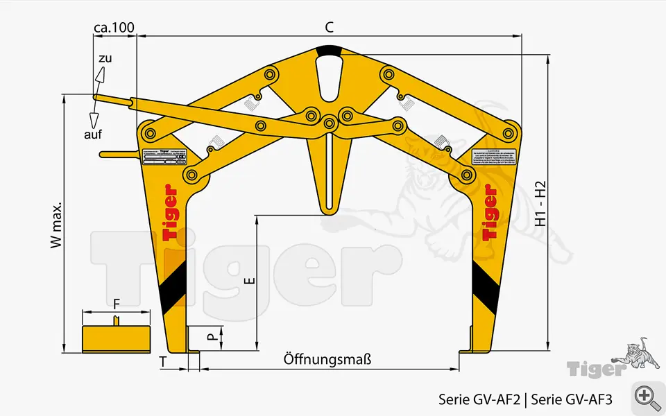 Zum Vergrößern anklicken Technisches Bild für universal-hebezange-gv-af-2