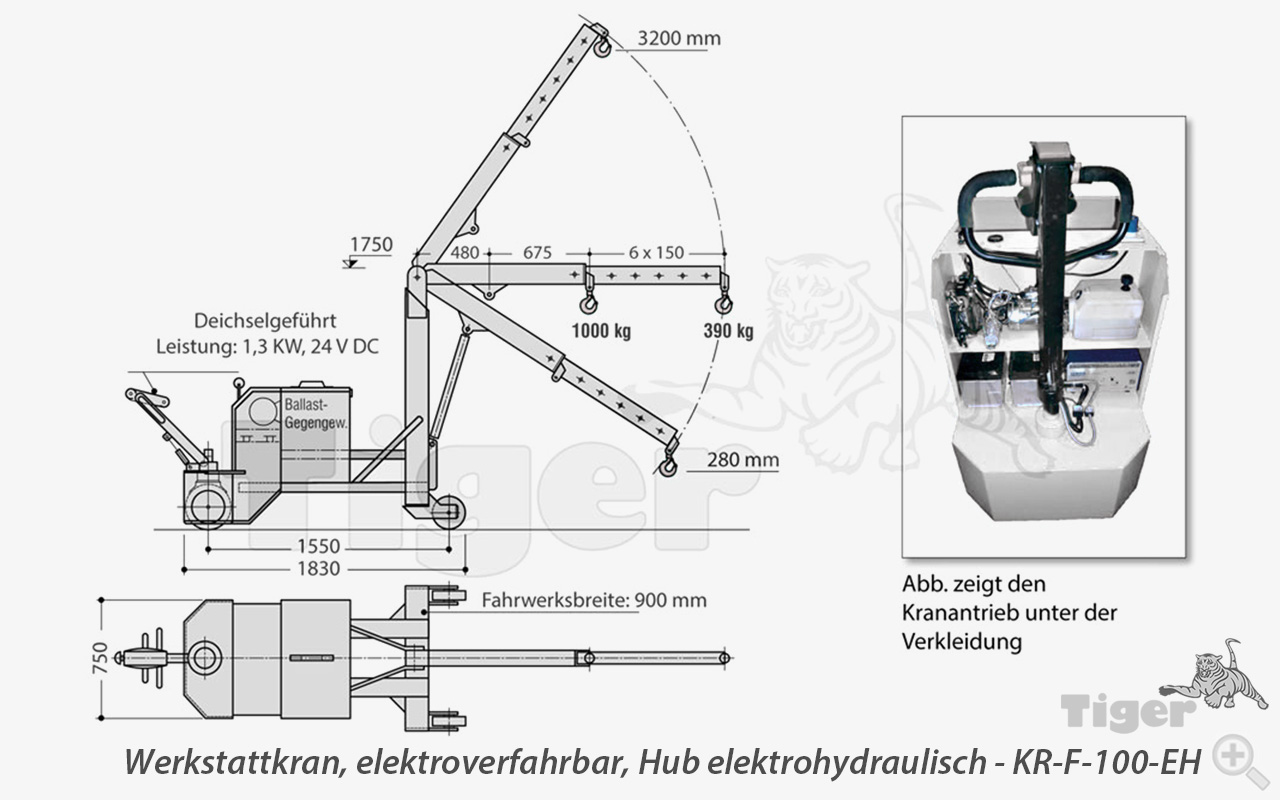 2. Produktbild zu elektro werkstattkran kr f 100 eh zeichnung