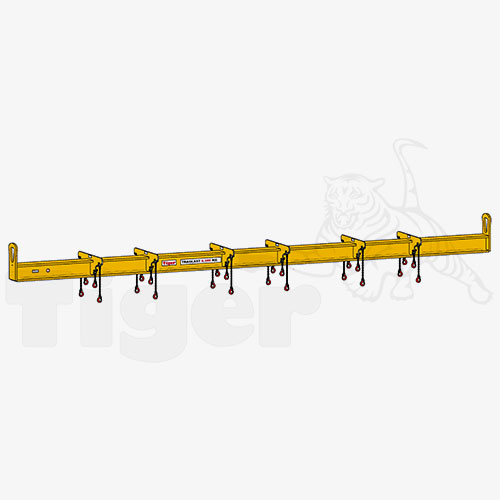 Produktbild von Tiger Sonder-2-Kran-Traversen als Balkentraverse mit 12 Hakenketten und 24 Lasthaken ta-2a-6-5-7-5-24xhk-05865