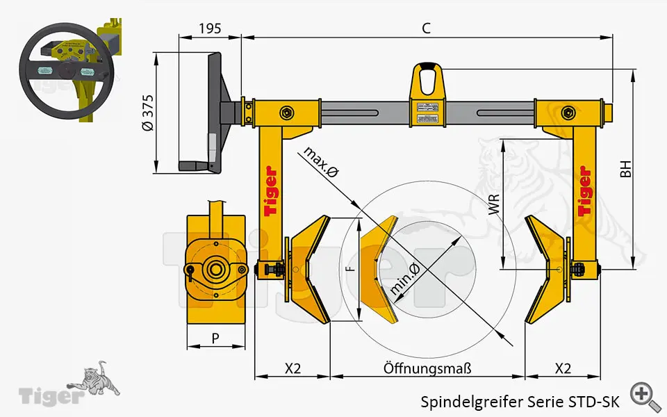 Zum Vergrößern anklicken 2. Produktbild zu spindelgreifer handrad mit rueck drehsperre 1